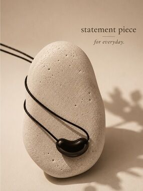 Black Bean Pendant Necklace - Minimal Statement